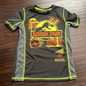 Boys Jurassic Park dinosaurs by jumping beans gray‎ and neon active tee size 7